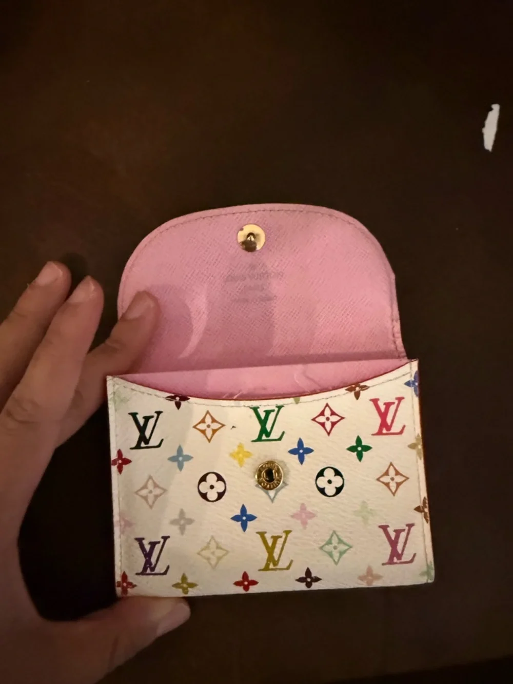 Louis Vuitton Rosalie Coin Purse White Multicolor Monogram Compact Wallet - Picture 4 of 4